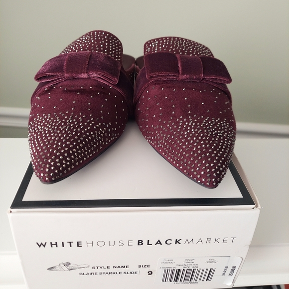 Burgundy Velvet Slide Mules 9M - Picture 2 of 6